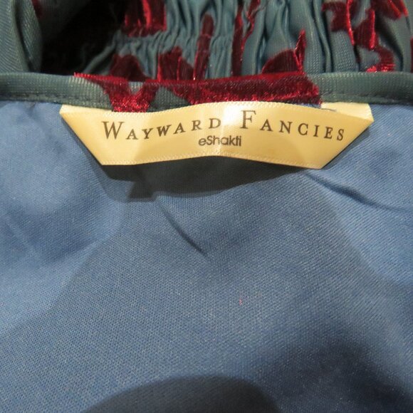 ESHAKTI WAYWARD FANCIES Floral Velvet Burnout Smocked Waist Tiered Dress Evening - Picture 15 of 16